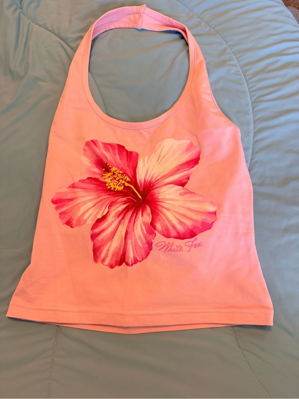 Pink Hibiscus Floral Halter Tank